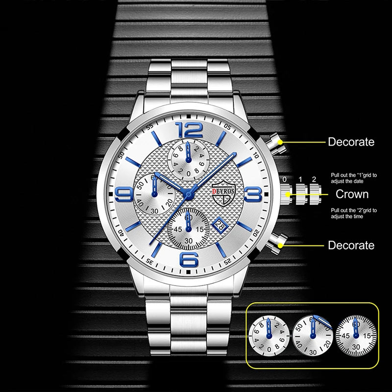 Reloj hombre luxo negócios homens relógios de aço inoxidável quartzo relógio de pulso masculino calendário de couro relógio luminoso relogio masculino