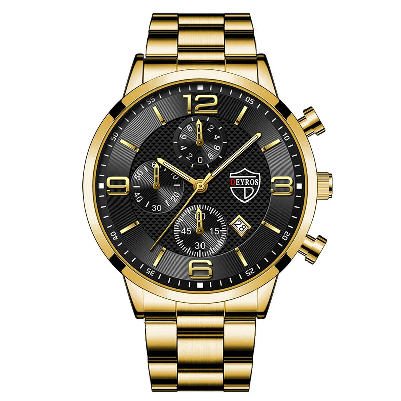 Reloj hombre luxo negócios homens relógios de aço inoxidável quartzo relógio de pulso masculino calendário de couro relógio luminoso relogio masculino