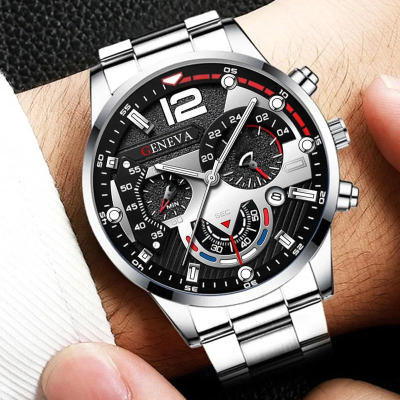 Montre homme moda masculina esportes relógios de luxo aço relógio quartzo masculino negócios relógios calendário casual reloj hombre